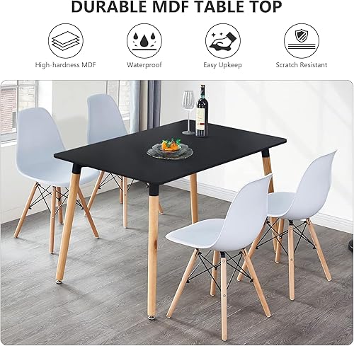 Miniatura 6 de Hommoo Mesa de comedor de madera de granja de 47 pulgadas con patas de metal, mesa de cocina moderna para 4-6 personas, color marrón rústico