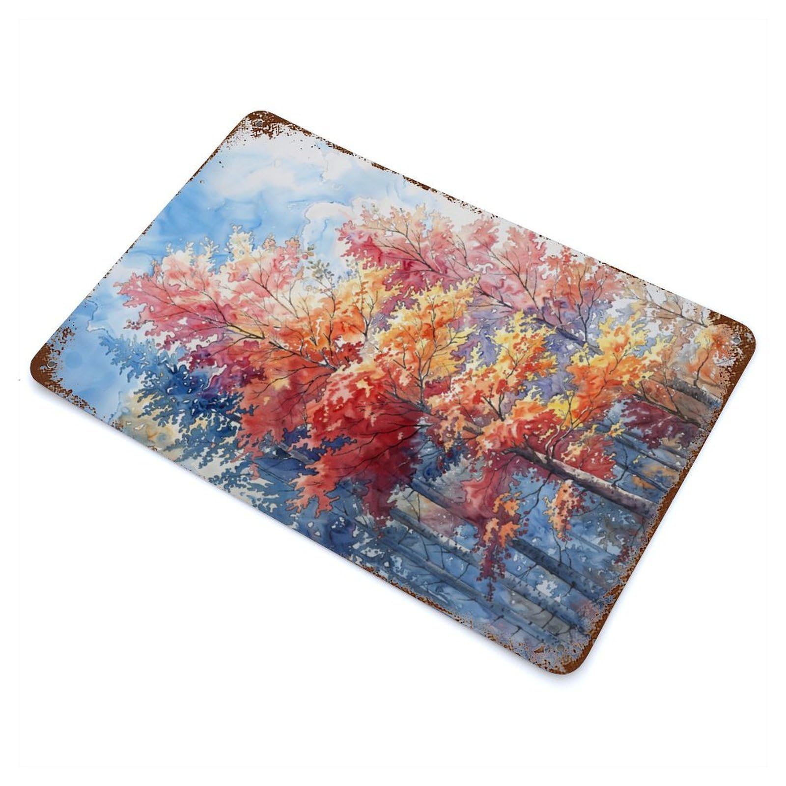 Autumn Blaze Decorative Tin Sign 11.8"x7.9", for Bistro, Counter And Cafe Decor, Classic Wall Plaque