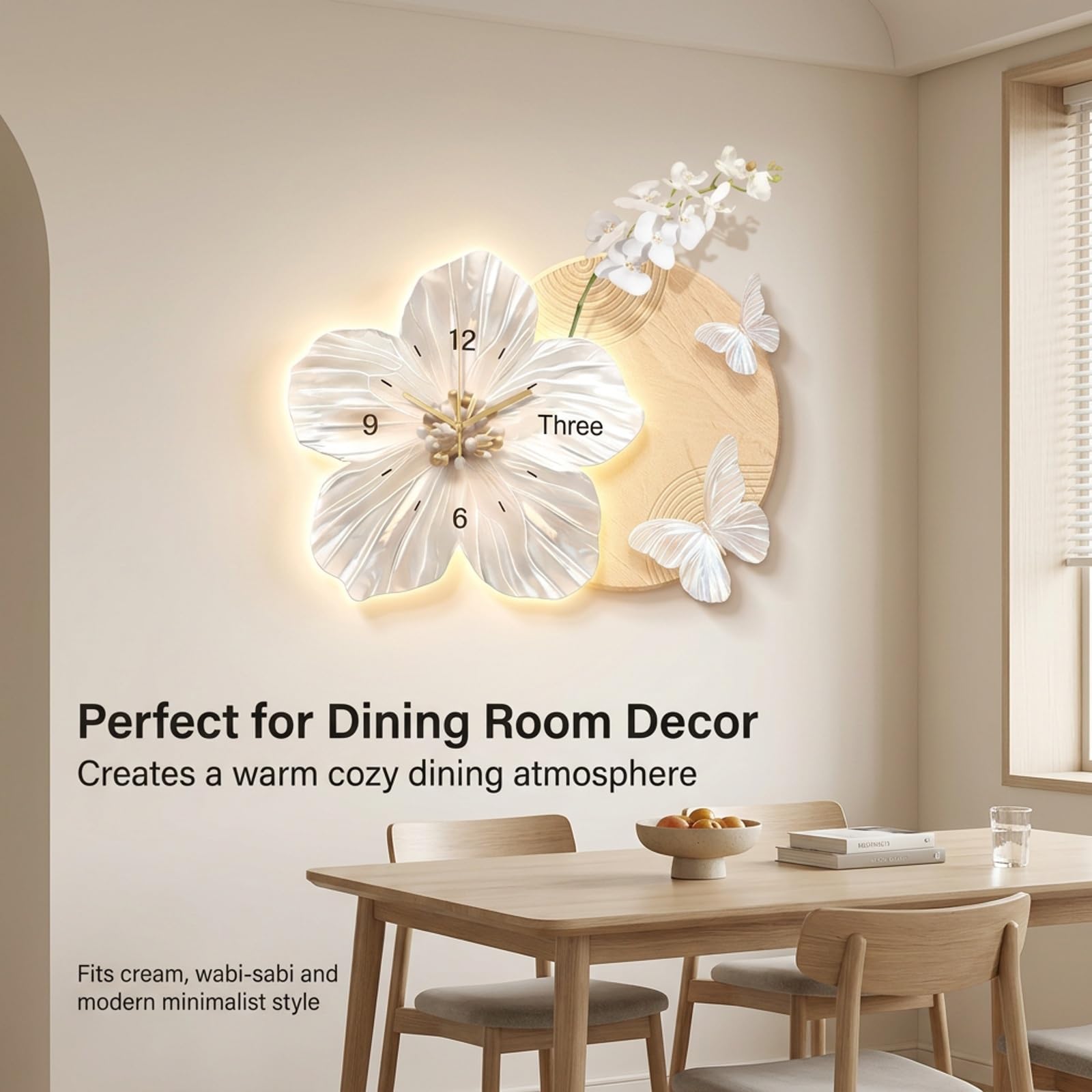 Orologio da Parete Moderno 3D con Luci LED, Wall Art Decorativo Silenzioso | Design artistico 3D con luci LED regolabili, movimento silenzioso, porcellana cristallina(D,23.6IN*15.7IN_SMART MODEL)