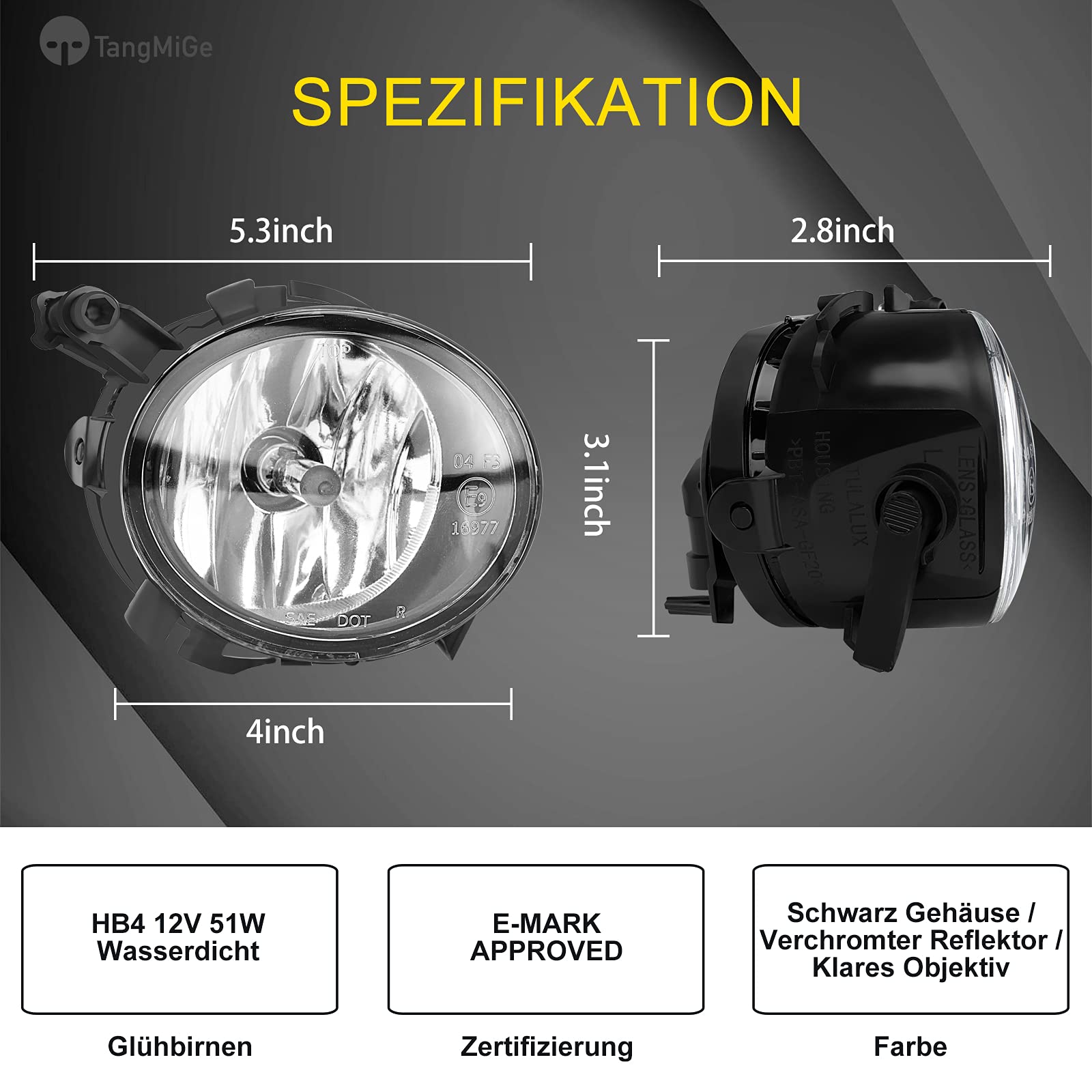TangMiGe - Feux anti-brouillard compatibles avec SEAT Altea (5P1/5P5) 04/2009-up, Ibiza V 5 (6J1/6J5/6J8) 03/2008-03/2012, Toledo III 3 (5P2) 03/2009-up, Leon (1P1) 04/2009-12/2013 (Claire)