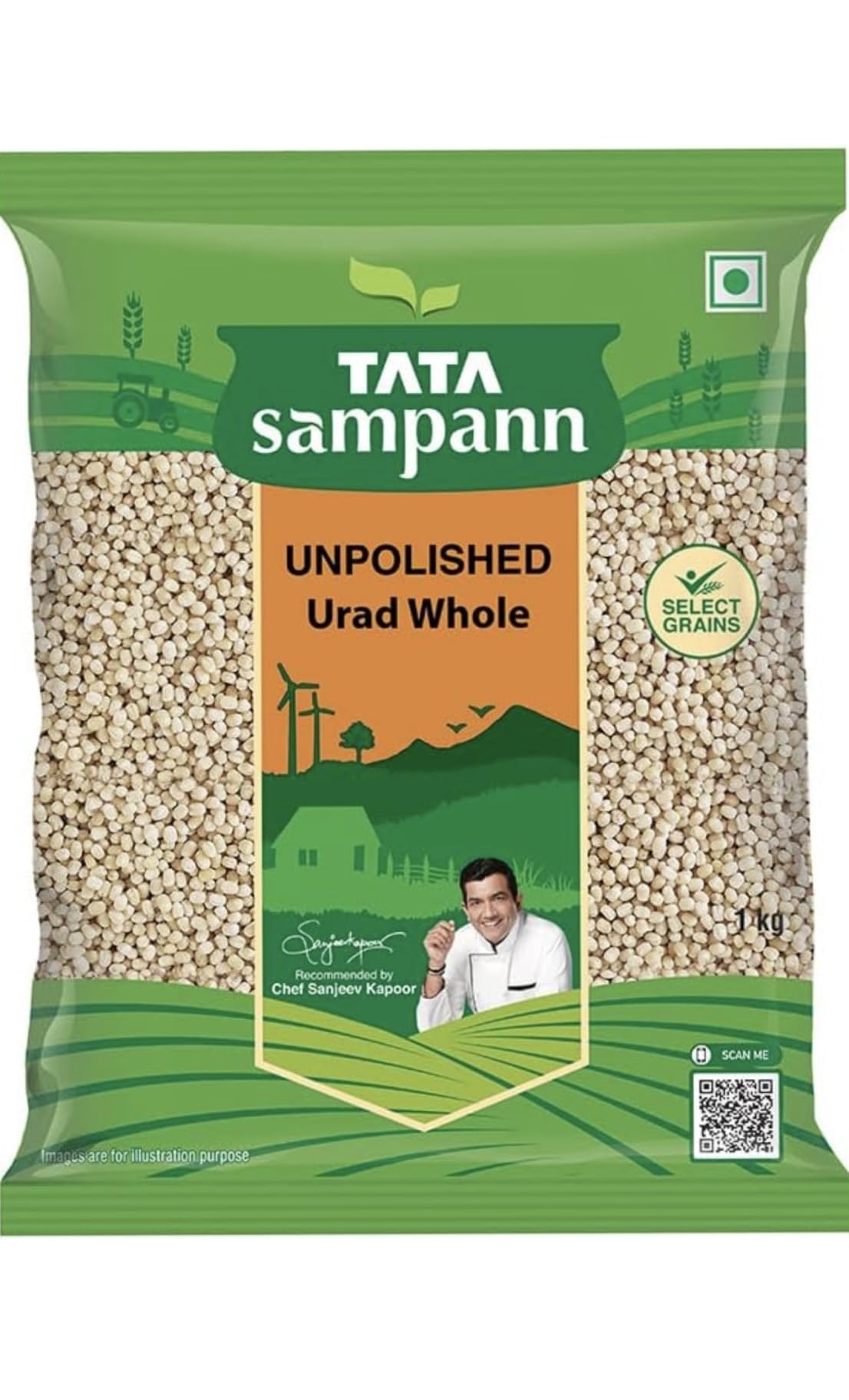 Tata Sampann Unpolished White Urad Dal Whole, 1kg