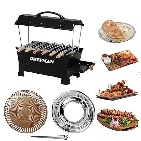 Chefman Electric & Charcoal Barbeque Grill With FREE Gas Grill Classy Black Barbeque Grill For Home And Garden