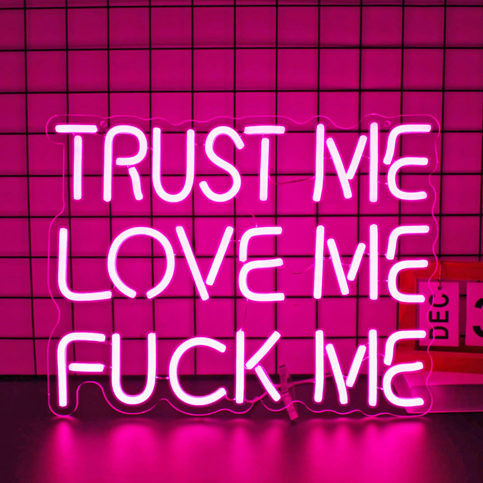 Neon Sign, Neon Signs for Wall Decor LED Signs Neon Light | TRUST ME LOVE ME Neon Sign for Bedroom, Living Room, Wedding, Party Decor, Pink Decor, USB Powered