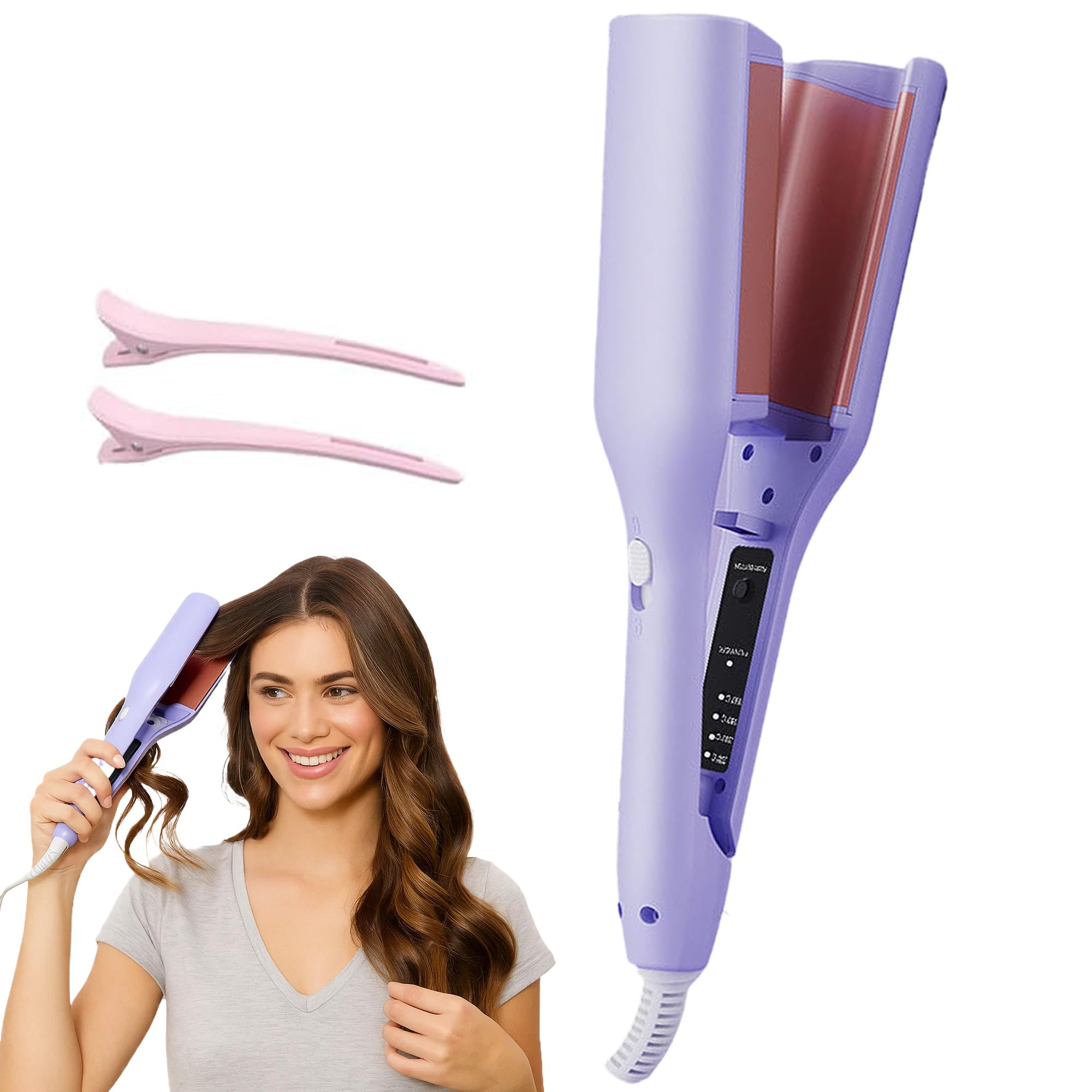 Homessencials Hair Styling Tool with Negative Ionic Technology French Curls Iron 4 Gears Double-Sided Heating for Quickly Creating