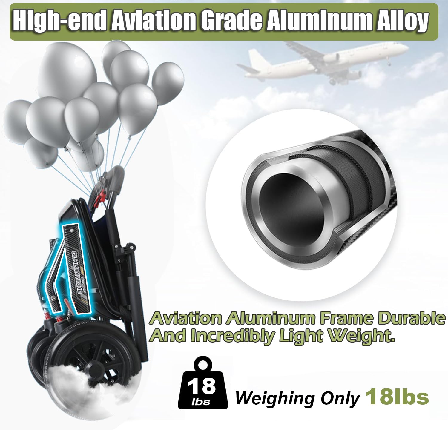 Silla de Ruedas de Transporte Ultra Ligera (Solo 18 LB), Portátil para Viajes, para Adultos y Personas Mayores, Silla de Ruedas de Aluminio Plegable para Ancianos,Aluminum Alloy Model
