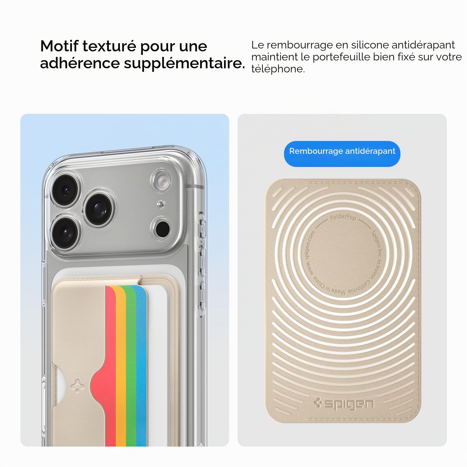 Caseology by Spigen Folder Pop Magsafe Porte-Cartes magnétique Silicone antidérapant Compatible iPhone 17/16/15/14/13/12 Series Arc-en-Ciel