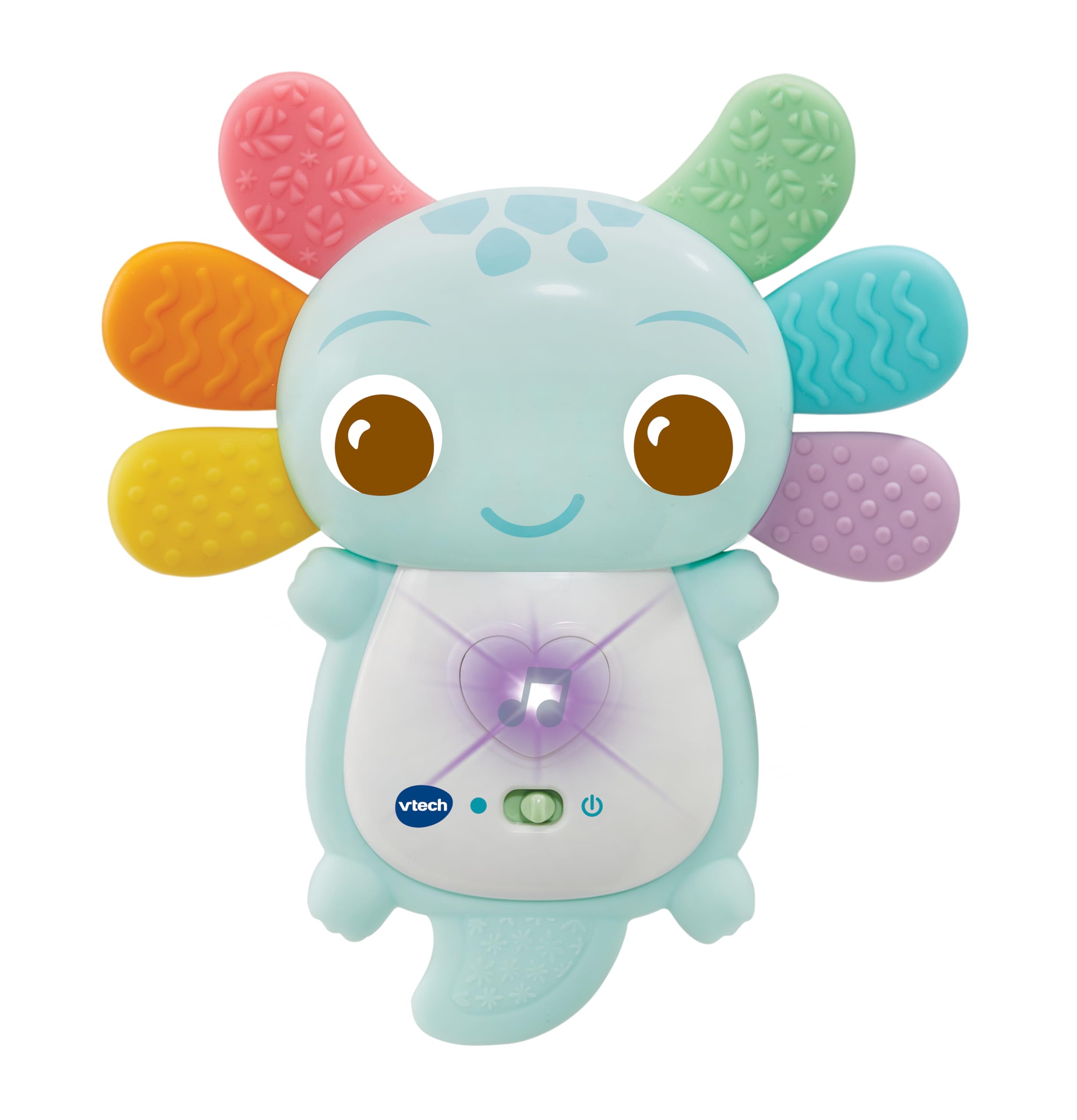 VTech Baby Rainbow Colours Axolotl Teether, Interactive Sensory Toy with Lights & Melodies, Tactile Stimulation, Gift for Ages 3, 6, 9 Months+, English Version