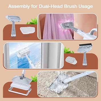 Steam Mop with Detachable Handheld Steam Cleaner, 10-in-1 Multi Accessories, Quick 10s Heat, 350ml and 2-Level Steamer for Cleaning Floor, Carpet, BBQ Grill, Tile, and Grout, Light White