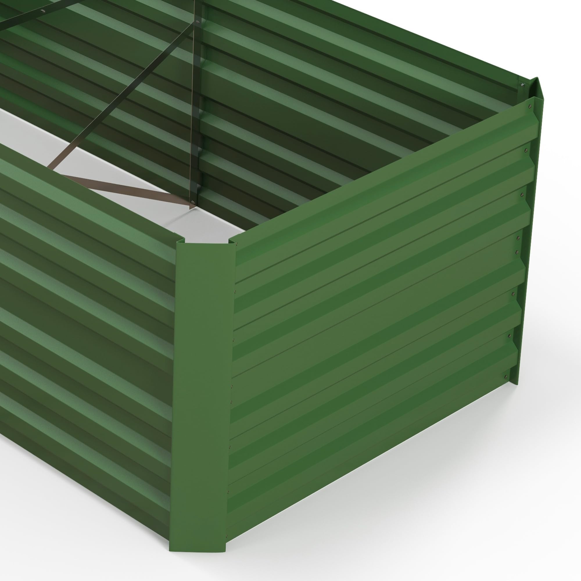 Outsunny Carré Potager de Jardin rectangulaire Tubes de renforcement Acier galvanisé 180 x 90 x 59 cm Vert