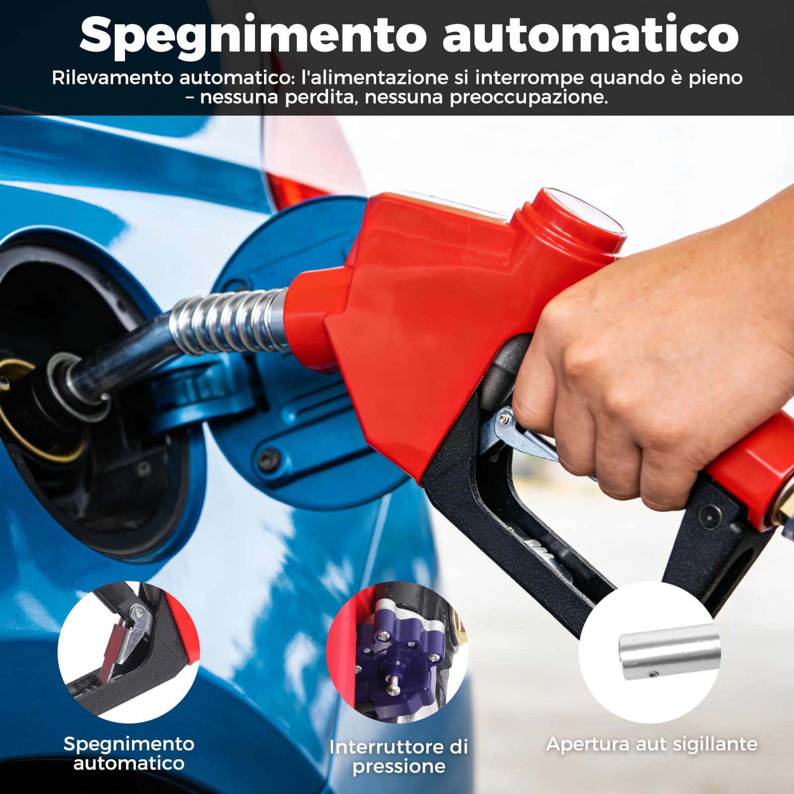 Bostar Pompa Travaso Gasolio 21V (Compatibile Makita), 45L/min Pompa Elettrica Autoadescante (5m) & Prevalenza 10m, Kit con Pistola Automatica & 5 Palette di Ricambio, per Trattore (Agricolo) & Stufe