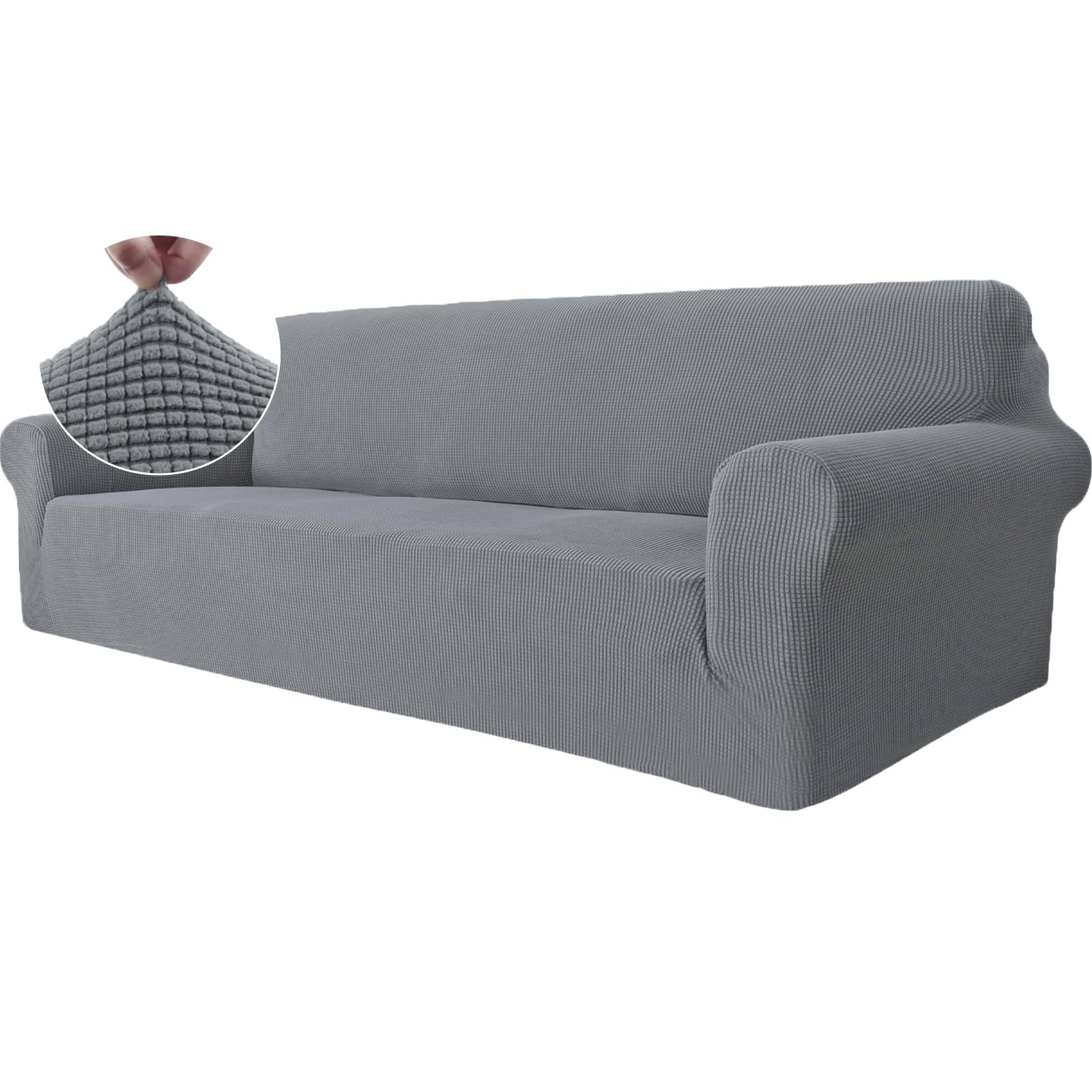 Ystyle Funda Sofa 4 Plazas, Ajustables Fundas Sofa Elasticas, Protector Sofa Gatos Arañazo y Perros Mascotas, Funda de Sofá con Reposabrazos Antideslizante Antimanchas Lavable, Gris Claro Global Recycled Standard Global Recycled Standard Global Recycled Standard