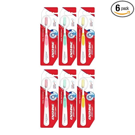 Enshine Advance Clean+ Toothbrush Pack of 6- with Superior Ultra Soft Bristles || Compact Brush Head for Deep & Complete Cleansing || Effective Tongue Cleaner for Complete Oral Care