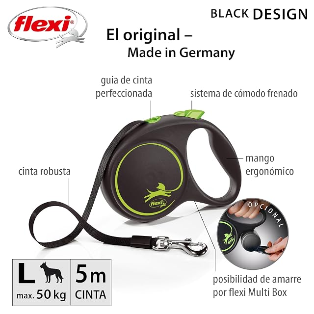 Foto 2 de 6 de Correa Flexi Black Design L Cinta 5M Verde