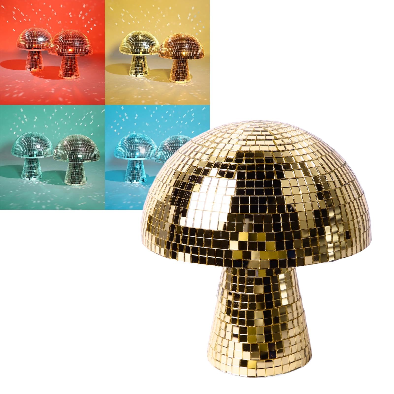 Bola de Discoteca Decorativa en Forma de Seta con Purpurina, Espejo Dorado, para Fiestas y Decoración