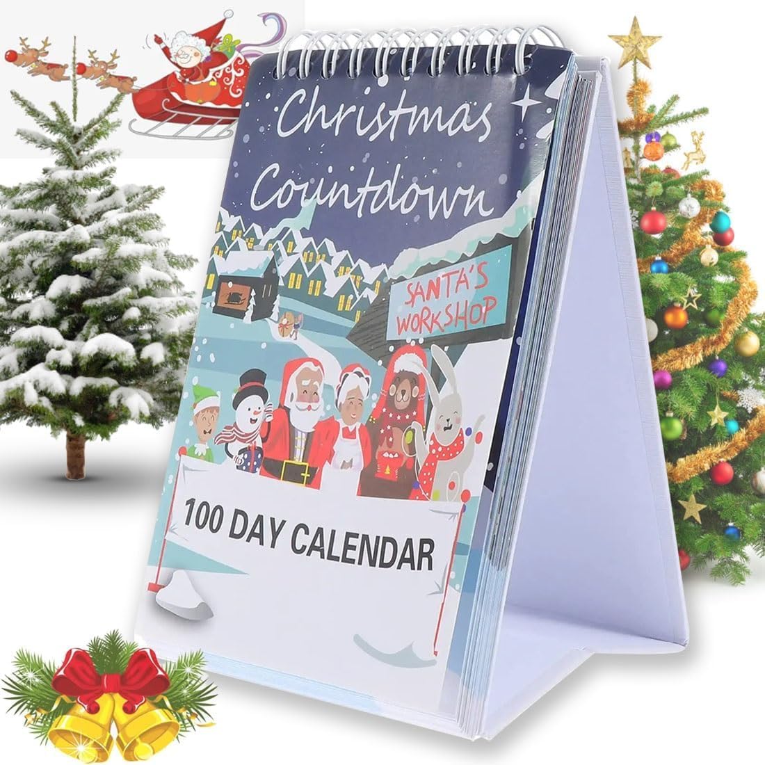 100 Day Christmas Countdown Calendar 2025, Christmas Countdown Flip Calendar for Kids, Christmas Party Favor Gifts, Home Office Room Decor
