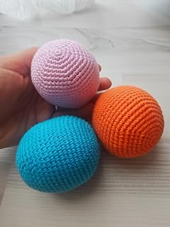 Handmade Crochet Cat Toy Balls with Sound, Set of 3 | Colorful Design, Interactive Play, Sound Inside, Hand-Crocheted, Multicolor Set