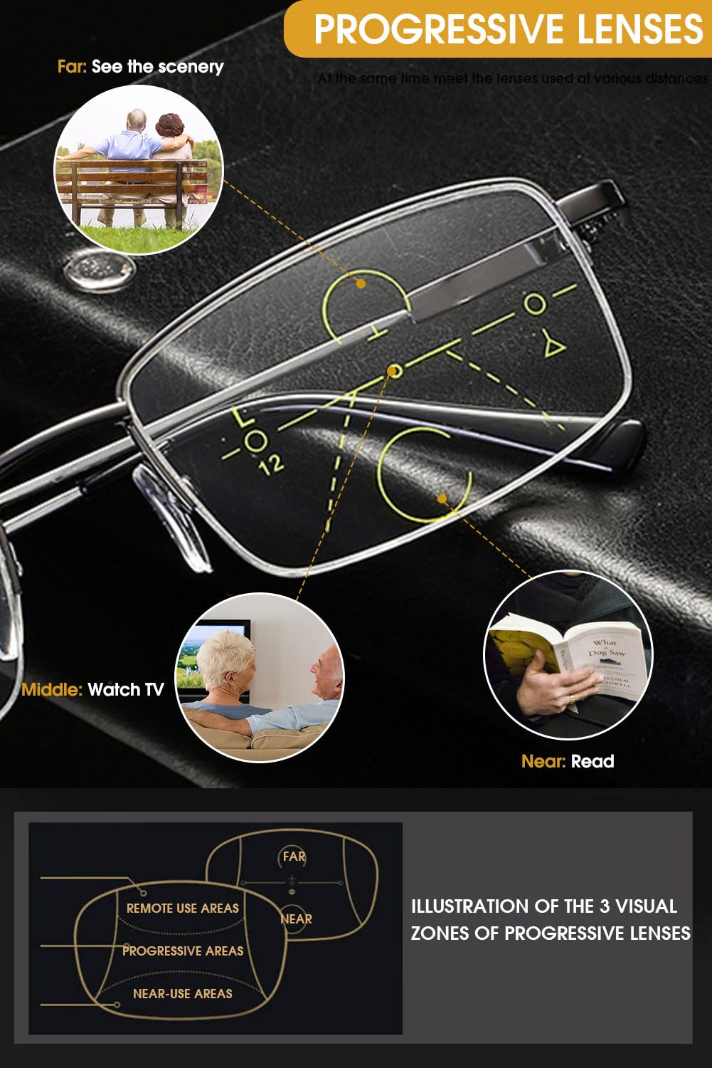 VEVESMUNDO Selbsttönende Lesebrille Blaulichtfilter Metall Halbrand Gleitsichtbrille Gleitsicht Sehhilfe Lesehilfe Brillen für Herren Damen