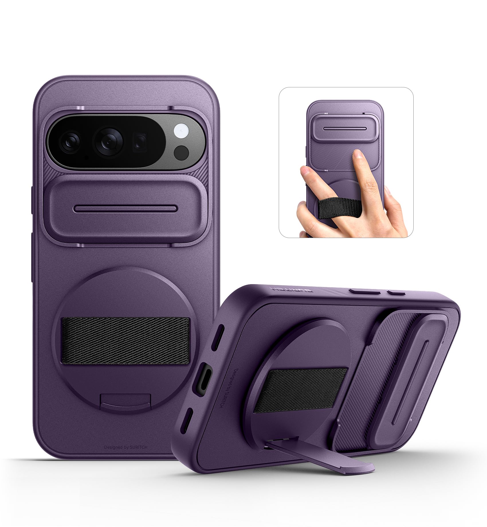 Amazon.com: SURITCH for Google Pixel 10/10 Pro Case with 360 Rotatable Hand Strap Phone Grip Holder & Invisible Kickstand & Slide Camera Cover, Protective Cover for Pixel 10/10 Pro -Dark Purple : Amazon.com: SURITCH for Google Pixel 10/10 Pro Case with 360 Rotatable Hand Strap Phone Grip Holder & Invisible Kickstand & Slide Camera Cover, Protective Cover for Pixel 10/10 Pro -Dark Purple :