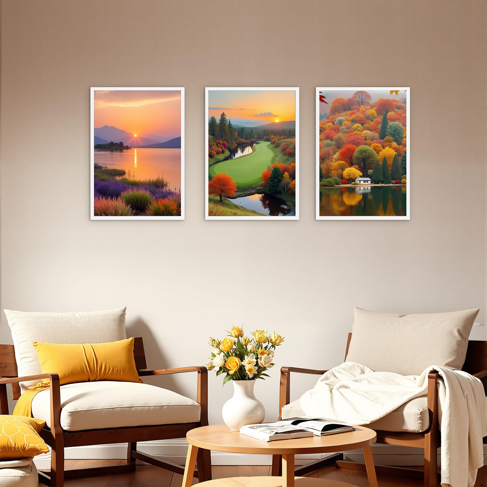 Marco A3, Marco de Fotos A3 de Pared, Ideal para Hogar y Oficina, Marco Color Blanco de PVC, Juego de 3 Piezas