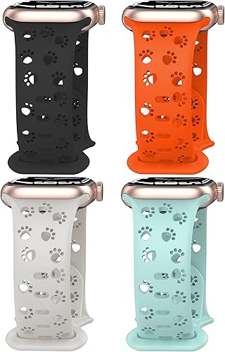 Miniatura 1 de MITERV Paquete de 4 correas de silicona compatibles con Apple Watch de 1.496 pulgadas, 1.575 pulgadas, 1.614 pulgadas, 1.654 pulgadas, 1.732