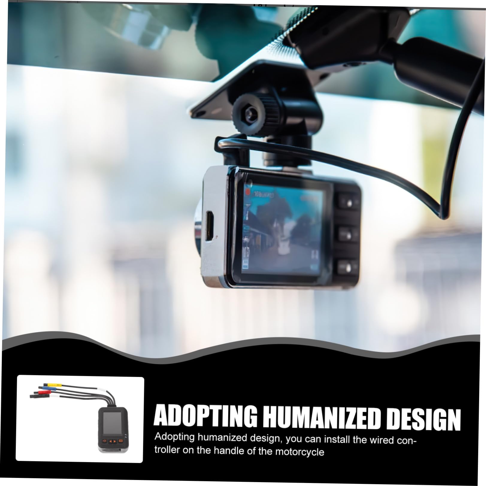 Videoregistratore per Moto 1080p Doppia Telecamera Ip67, Registrazione in Loop e Modalità Parcheggio, Videocamera Grandangolare in Plastica Nero