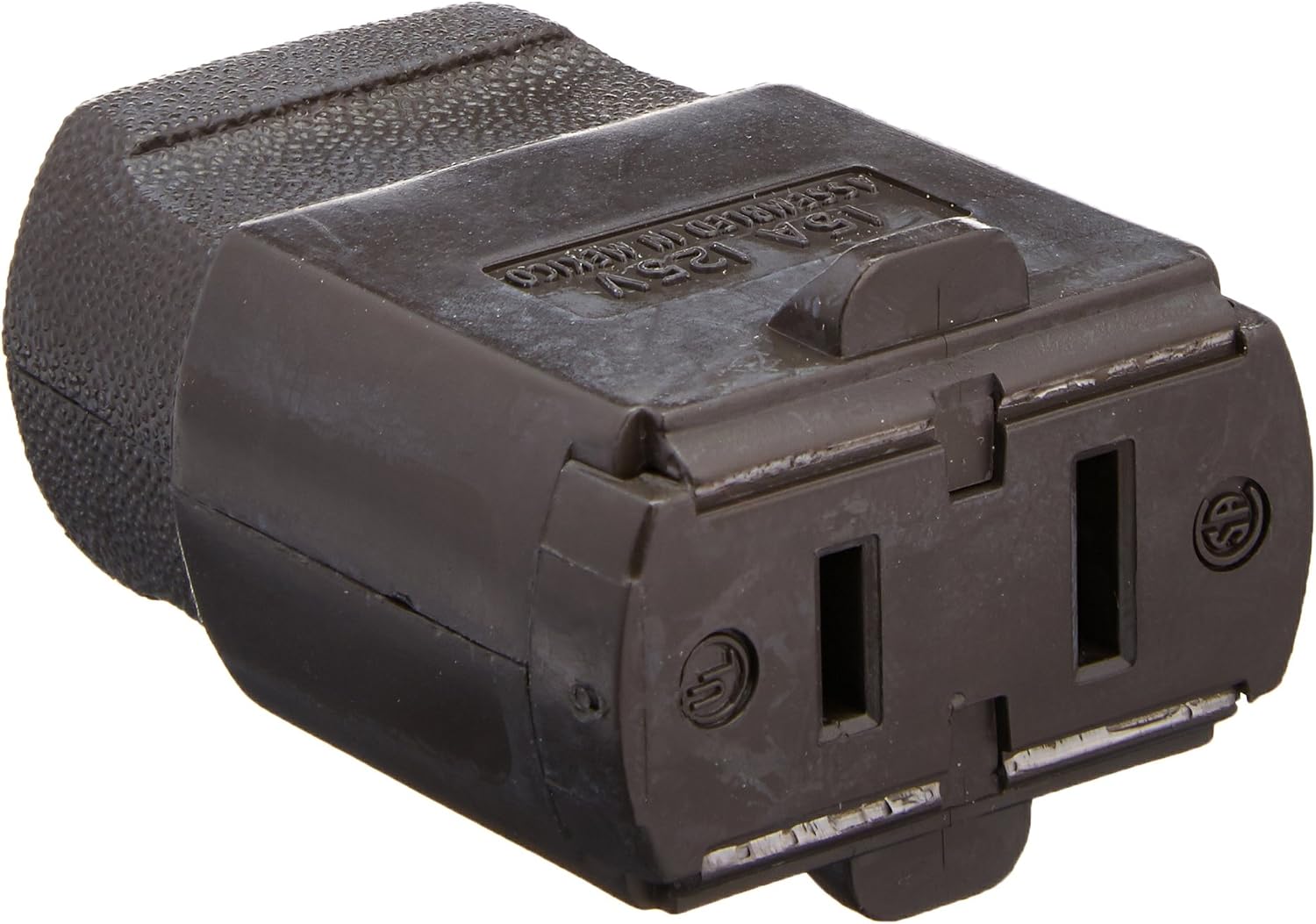 Leviton Polarized Straight Blade Swivel Triple Cube Tap Cord Connector, 125 V, 15 A, 2 Pole, 2 Wire, No Size, 102-P