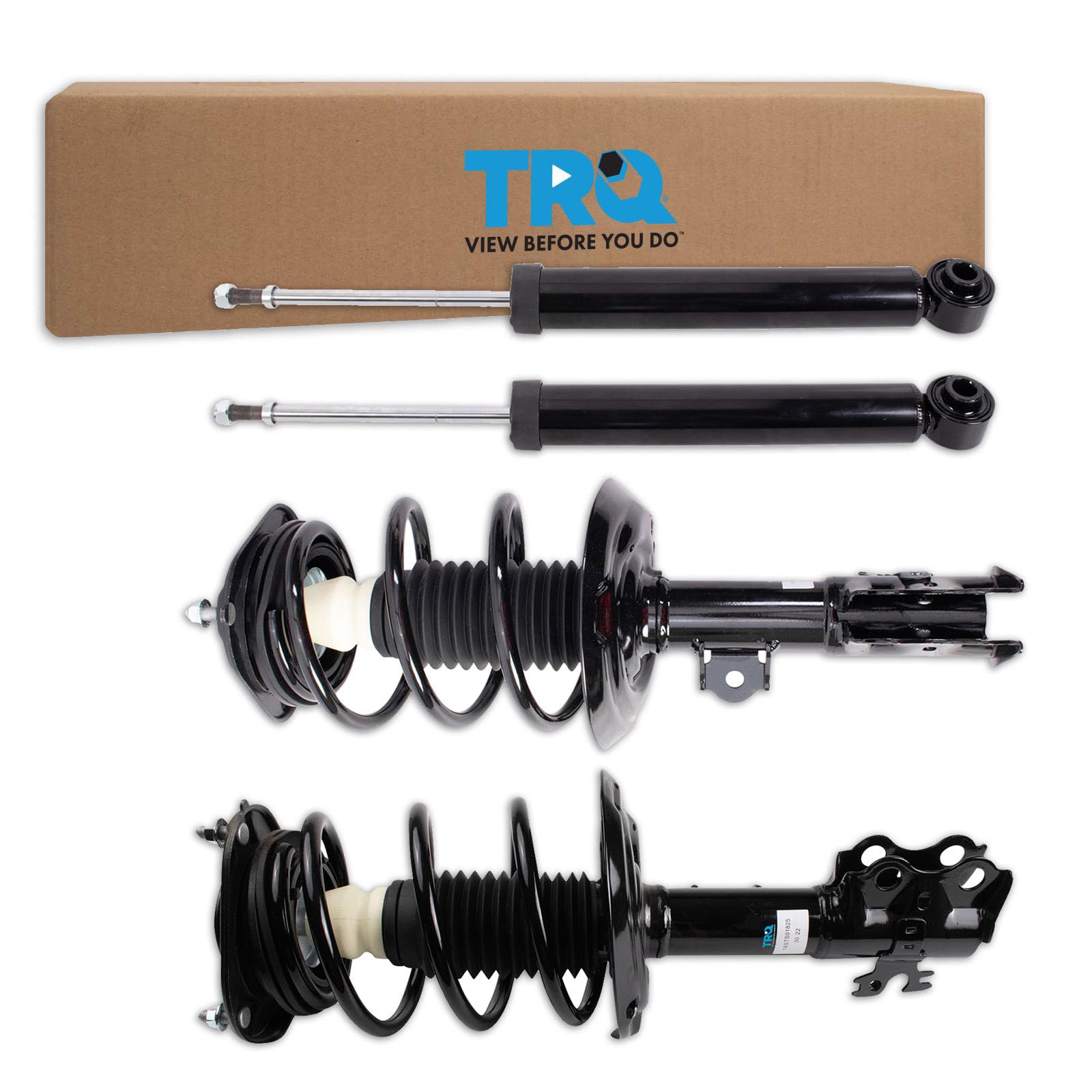 TRQ Front and Rear Complete Strut Assembly &amp; Shock Absorber Kit Complete Strut &amp; Coil Spring Assembly Compatible with 2016-2018 Toyota Prius 2017-2019 Prius Prime