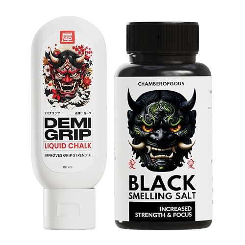 Chamberofgods Demigrip Liquid Chalk and Black Smelling Salt Bundle | Liquid Chalk for Gym & Powerlifting | Smelling Salt for Athletes