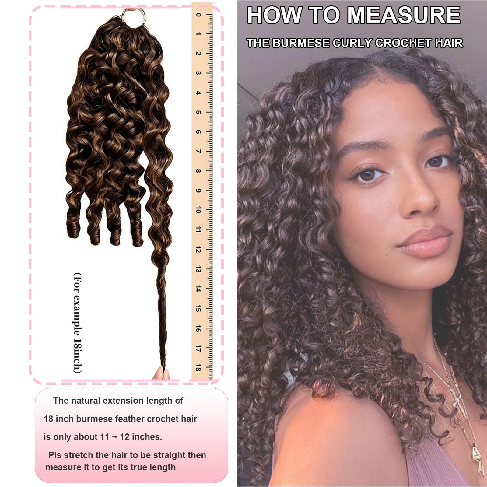 Huarisi Brown Burmese Curly Feather Crochet Human Hair 14 inch 50g a Pack