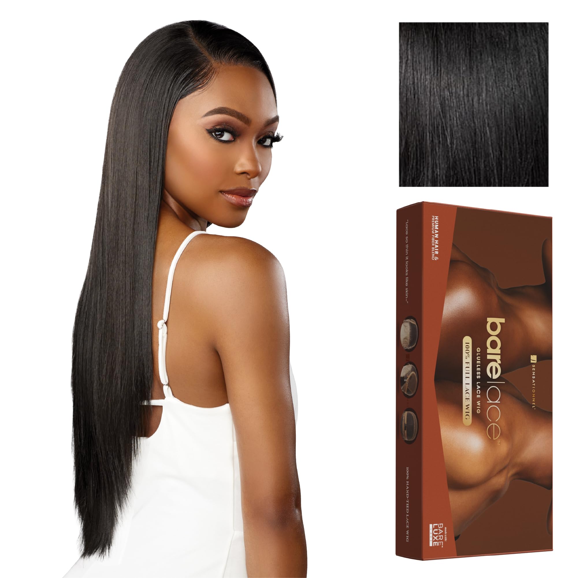 Full Base Lace Front Synthetic Half Wig Clip In Bundle Glueless Upscale 100% Human Hair Pre Plucked Glueless 360 Invisible  main image 3