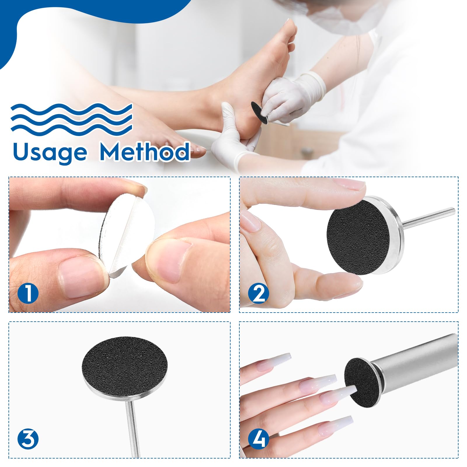 150pzas Feet Grinder Papel de Lija, Herramienta de Pedicura Disco de Lijado, Cuidado de Los Pies, Papel de Lija Duro para la Piel Muerta y Talón Agrietado