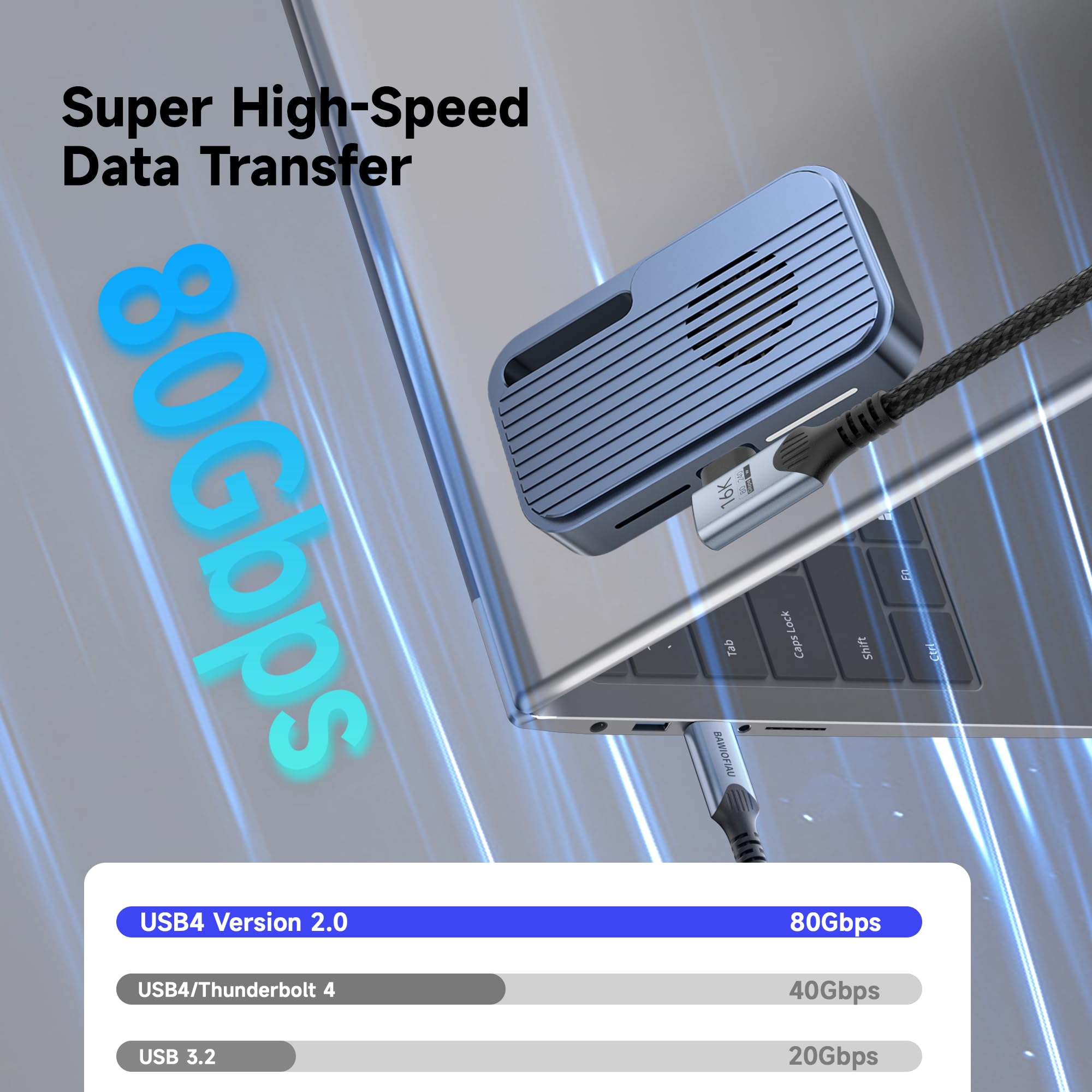 cable datos usb c largo 3 M Compatible con thunderbolt 5/4 90 grados ,Tasa de Transferencia 80Gbps,HD 16K@60Hz/8K@120hz 240W cable usb c carga rapida,para Monitor, portátiles Type-C, hub,Docking.