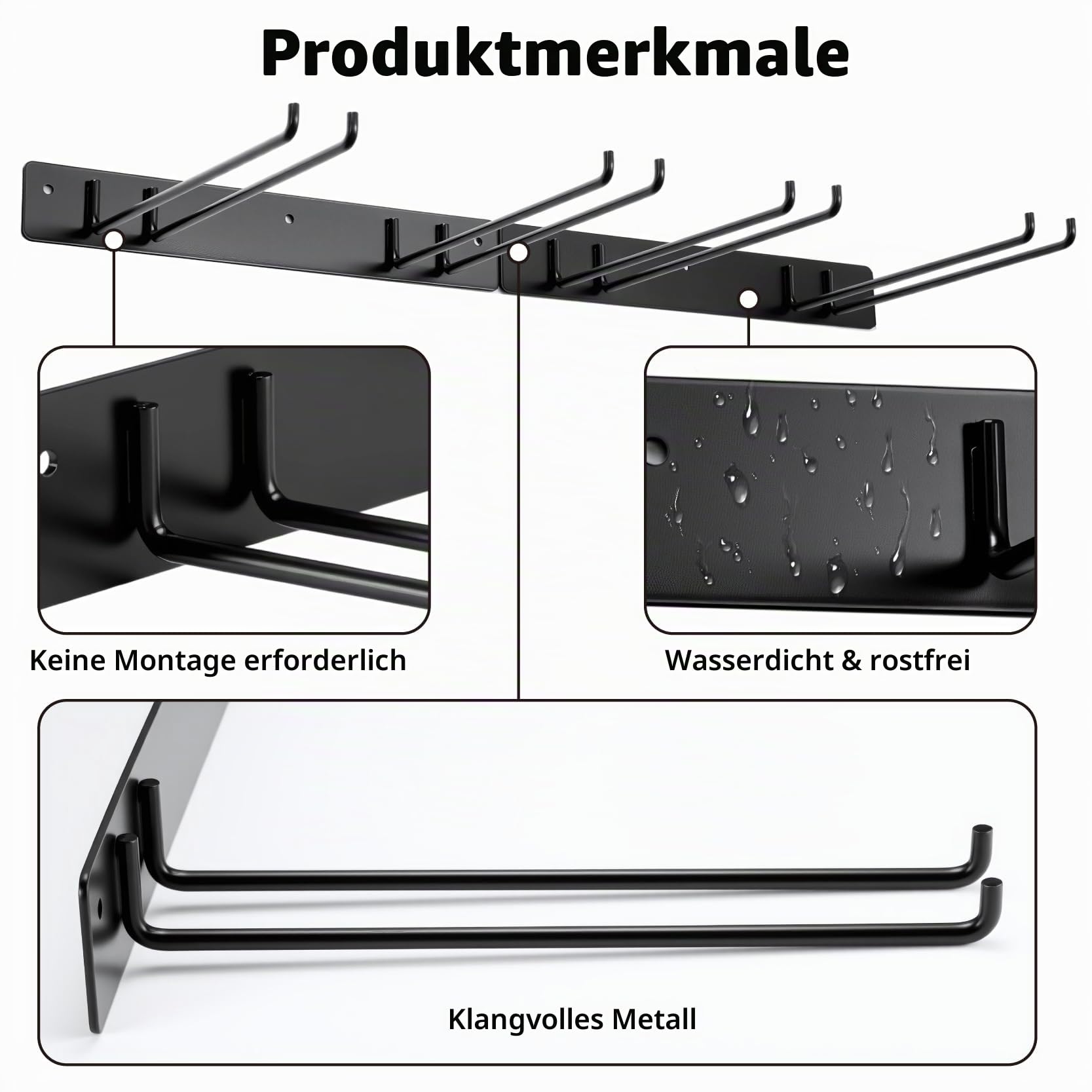Sinoer Tool Organizer Wandhalterung, Garage-Aufbewahrungslösung, klappbarer Stuhlbeinhaufen, Gartengeräteaufbewahrungshaken, verlängerte Version, rostfrei, Tragfähigkeit 240 Pfund- 4-teiliges Set