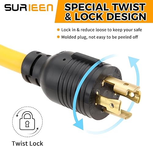 Miniatura 4 de NEMA L14-30P a 6-50R Generador Soldador Adaptador Cable Enchufe Cable de 1.5 Pies, Adaptador de Generador de 4 a 3 clavijas 125/250 V, Cable de