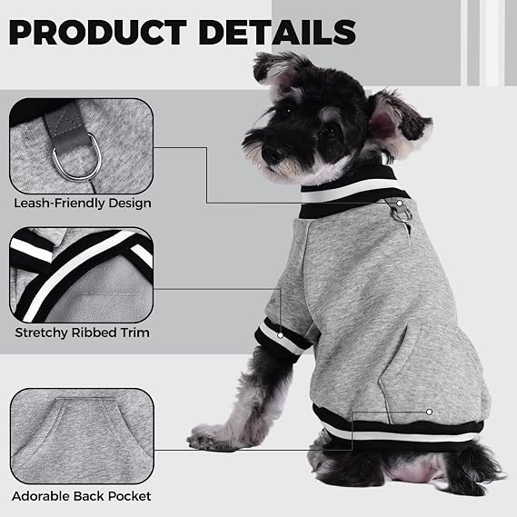 BINGPET Small Dog Sweater Pullover Fleece Vest with Leash Hole & D-Ring,Cotton Dog Hoodie for Small Medium Large Dogs Puppy Boys Girls,Thick Soft Fleece Winter Dog Clothes Cold Weather Sweatshirt Coat