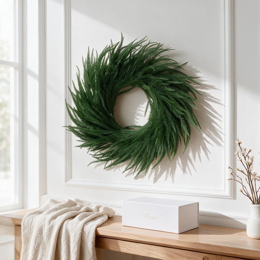 24" Norfolk Pine Christmas Wreath for Front Door, Style 1