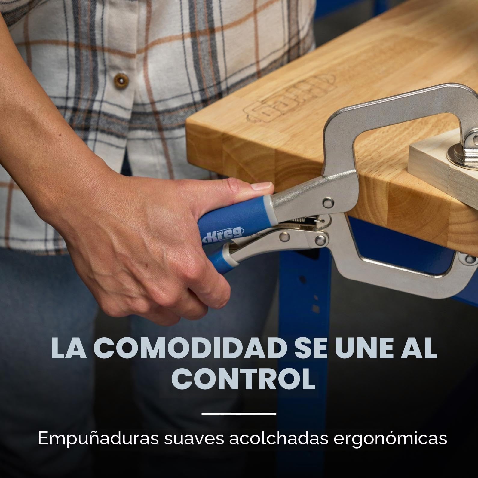 Mordaza de sujeción rápida Kreg Classic 76 mm - compatible con la plantilla para agujeros de bolsillo serie 300, gran fuerza de sujeción, perfecta para bricolaje y artesanos