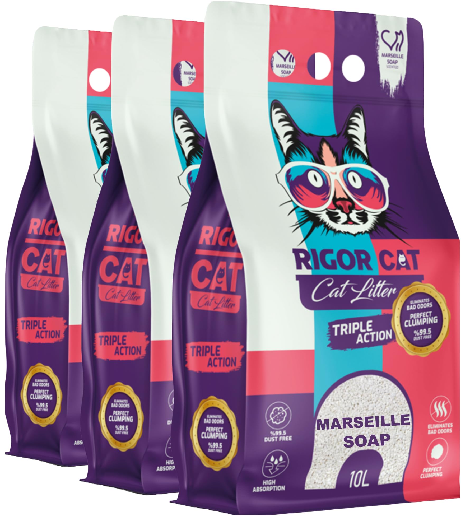Ultra Clumping Cat Litter - Low Dust, Fast Absorbing, Marseille Soap scent, 30L, Super clumping, Perfect Odour Control, Soft for Paws