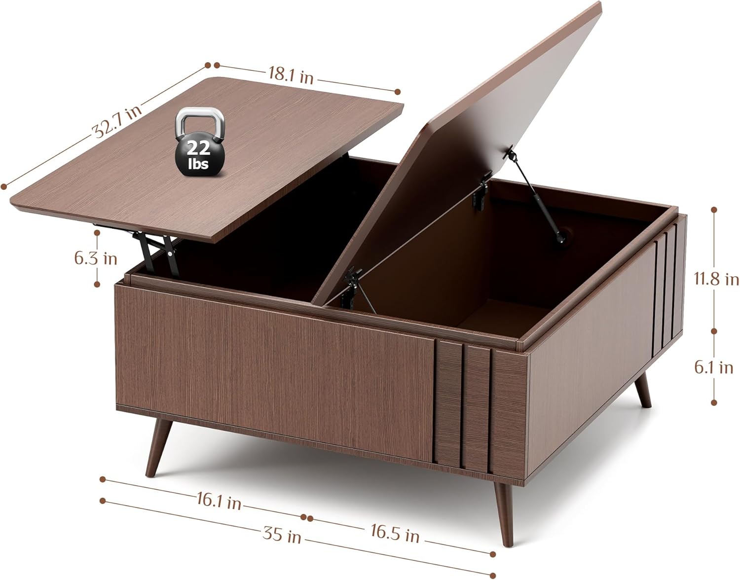 Lift Top Coffee Table with Storage,Mid Century Modern Coffee