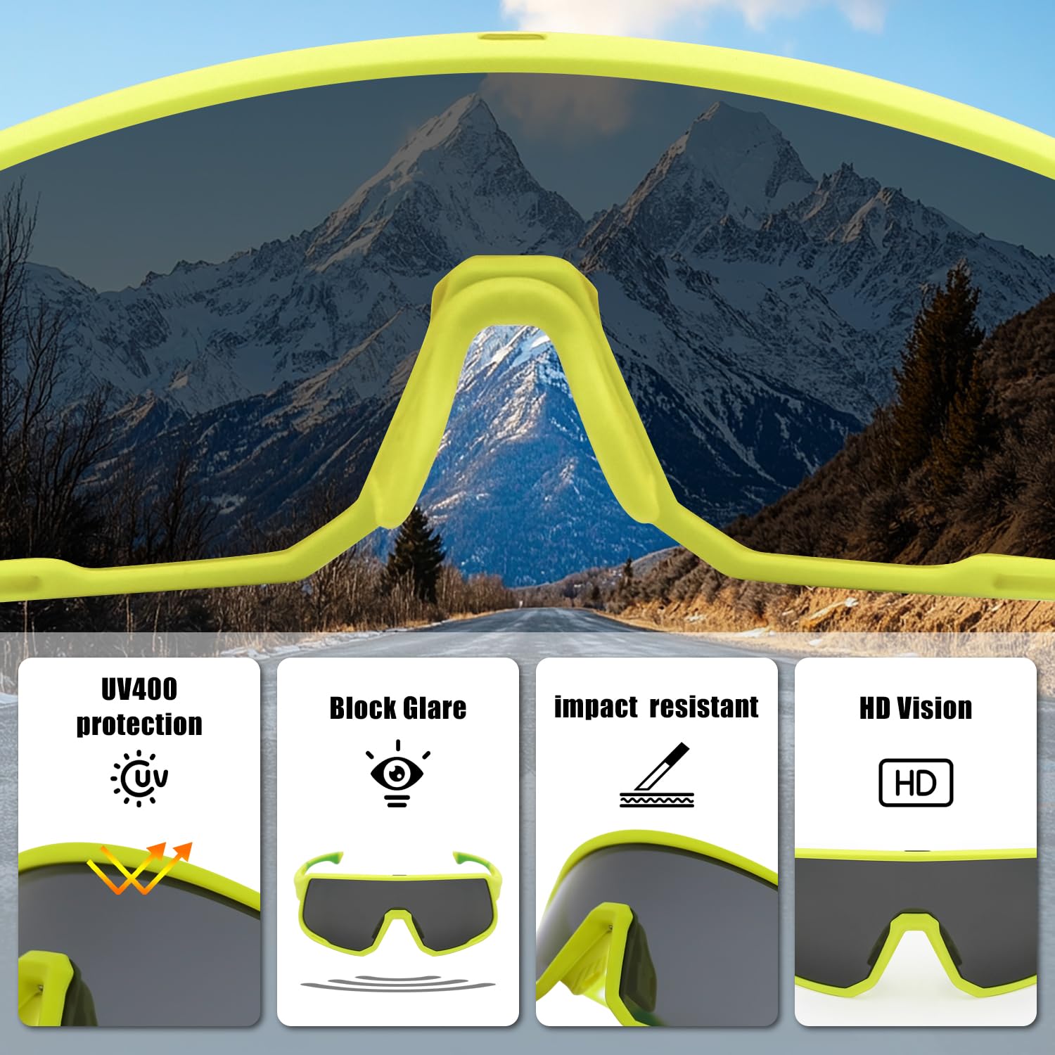 GY Polarized Cycling Glasses (Yellow Frame (Gray Lens)