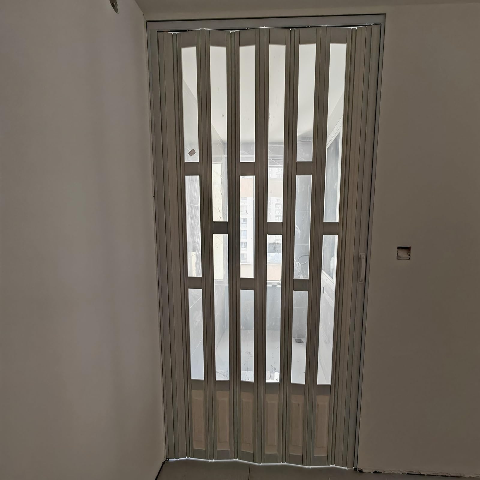 Porte AccordéOn Coulissante Pliante Portes Pliantes Intérieures Pour Petits Espaces, Portes Accordéon Pliantes Invisibles En PVC Pour Chambres À Coucher Et Salles De Bains Avec Poignée Et Rail Supérie