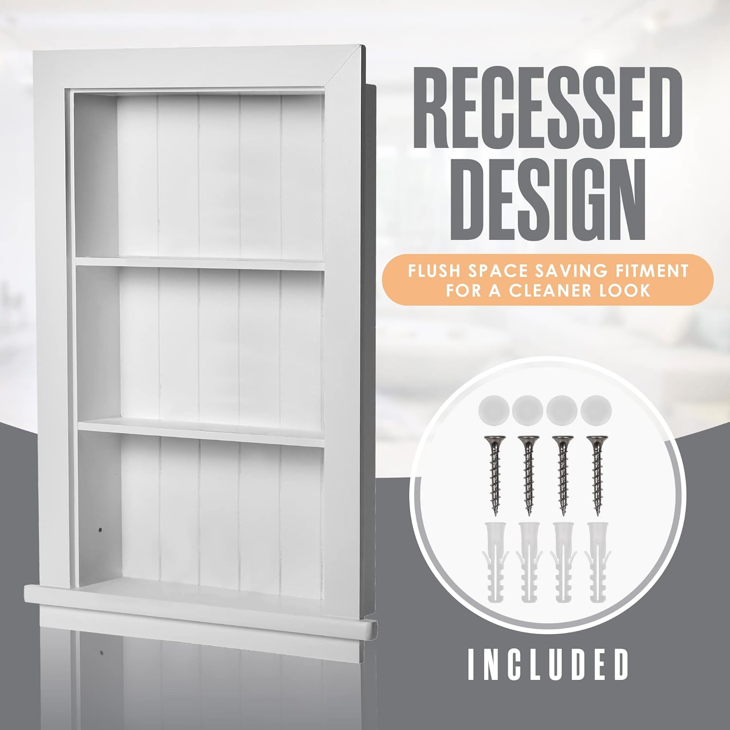 Houseables Recessed Wall Niche, Recessed Medicine Cabinet, Medicine Cabinet Insert, In Wall Shelf, Bathroom Niche, Insert for Drywall, Between Studs Shelf Replacement, Without No Mirror, 14x24 (17x27)