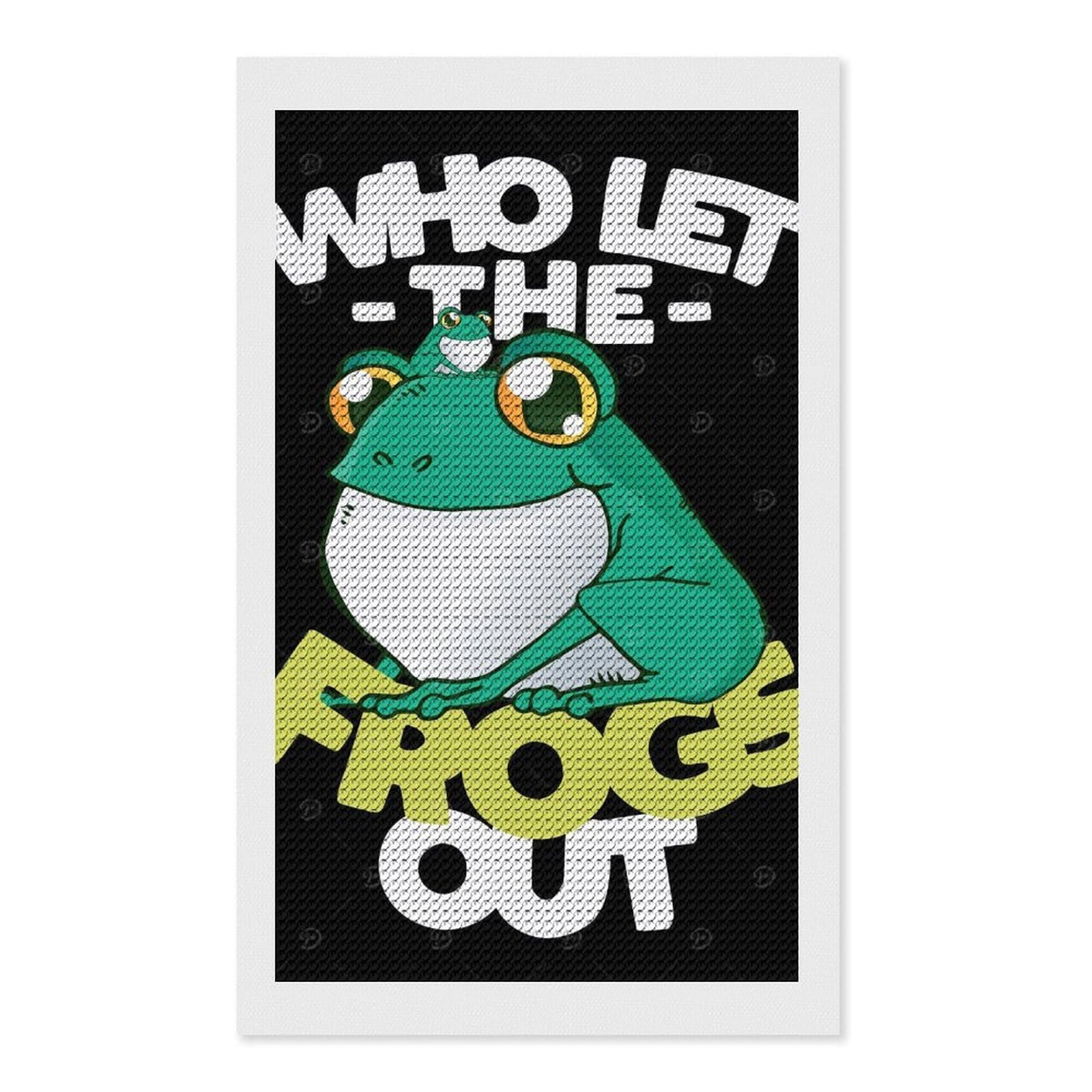 Junmoney Frog Diamond Painting Canvas Set 12"x20", Satisfying Creative Project, Easy to Follow Symbols, Fun Craft Experience