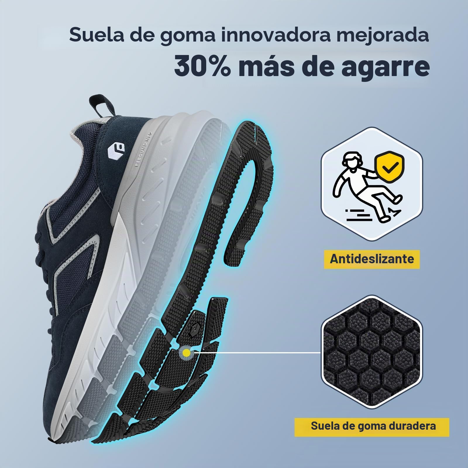 FitVille Extra Ancho Zapatillas Hombre Zapatos Deporte Antideslizantes Sneaker Running Transpirables Caminar