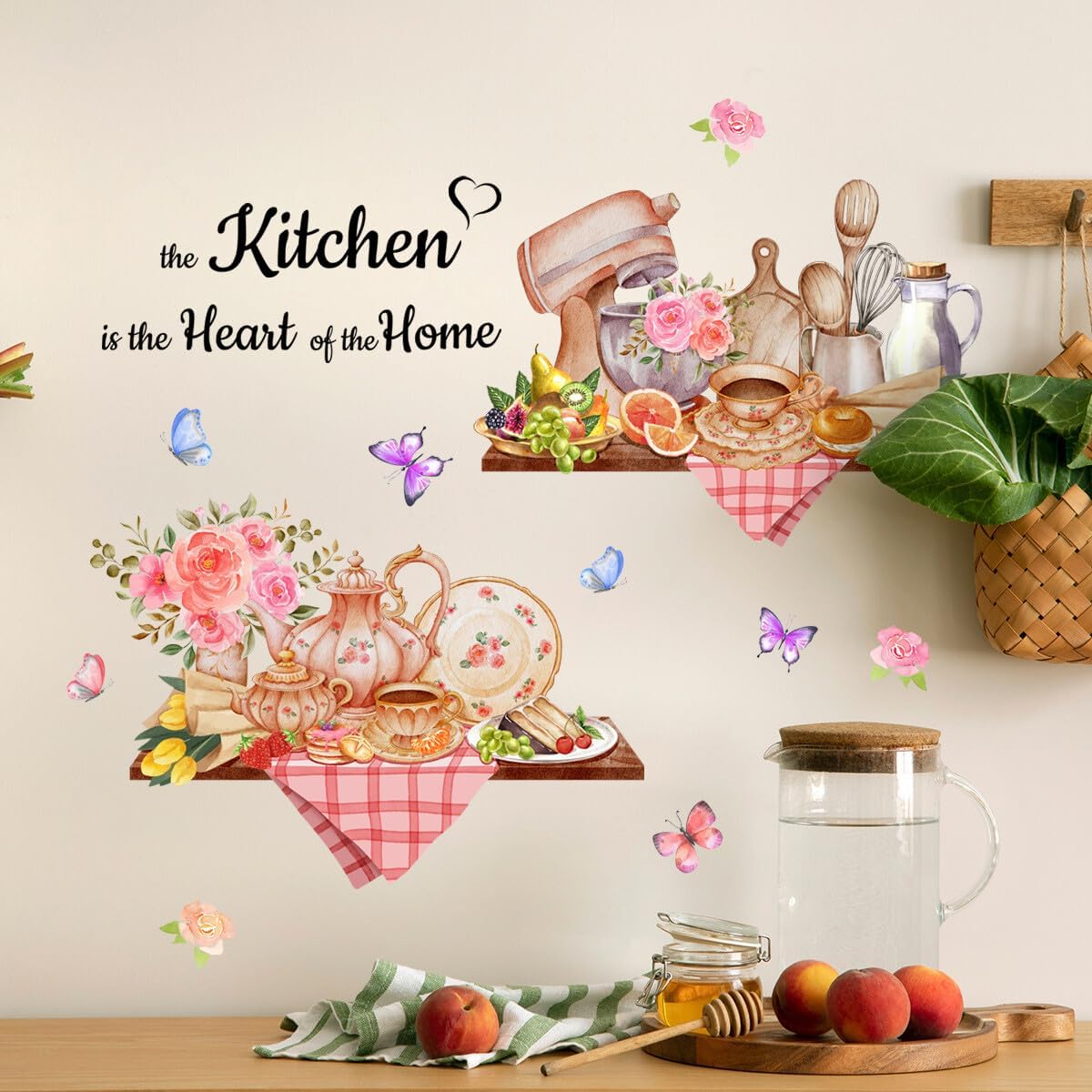 4 Sheets Cute Fat Chef Kitchen Decor Wall Stickers Removable Fridge Wall Decals Baking Wall Murals Peel and Stick Vinyl Kitchen Cabinet Decals Home Decorations