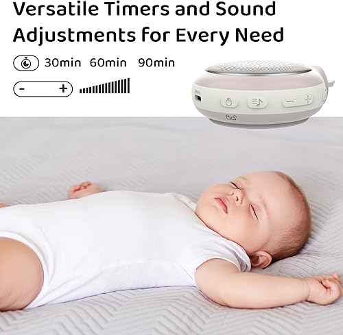 Miniatura 4 de Moonybaby Máquina de sonido portátil, calmante para el sueño del bebé, 9 sonidos calmantes, ruido blanco, silencio, terapia de sonido y cancelación