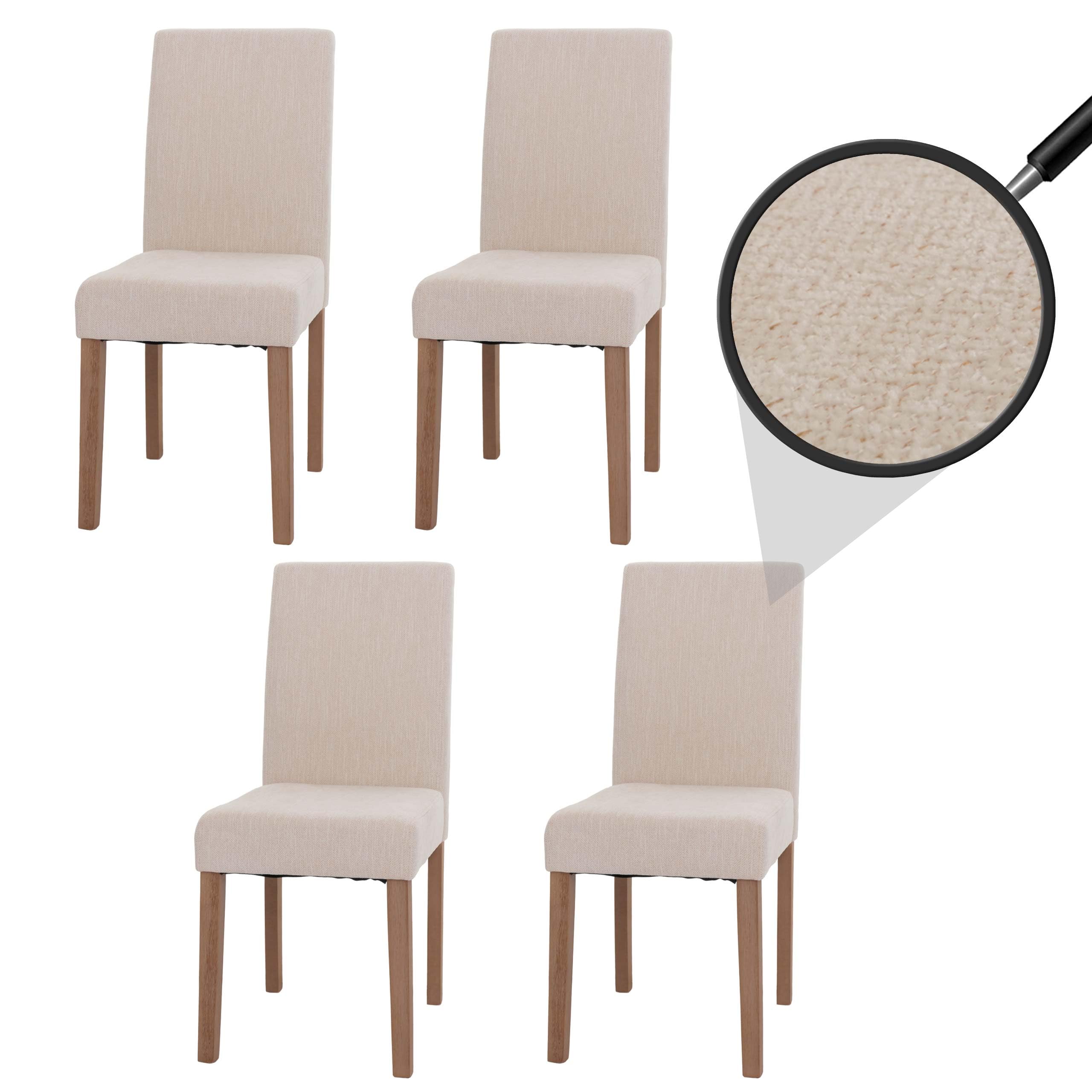 Mendler - Juego de 4 sillas de comedor «Littau» color crema con patas de color natural