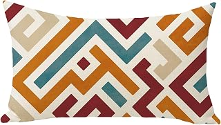 Colorful Geometric Lumbar Decorative Throw Pillow Cover 12 x 20, Rectangular Modern Abstract Art Living Room Bedroom Home Decor, Minimalist Farmhouse Sofa Couch Cushion Case