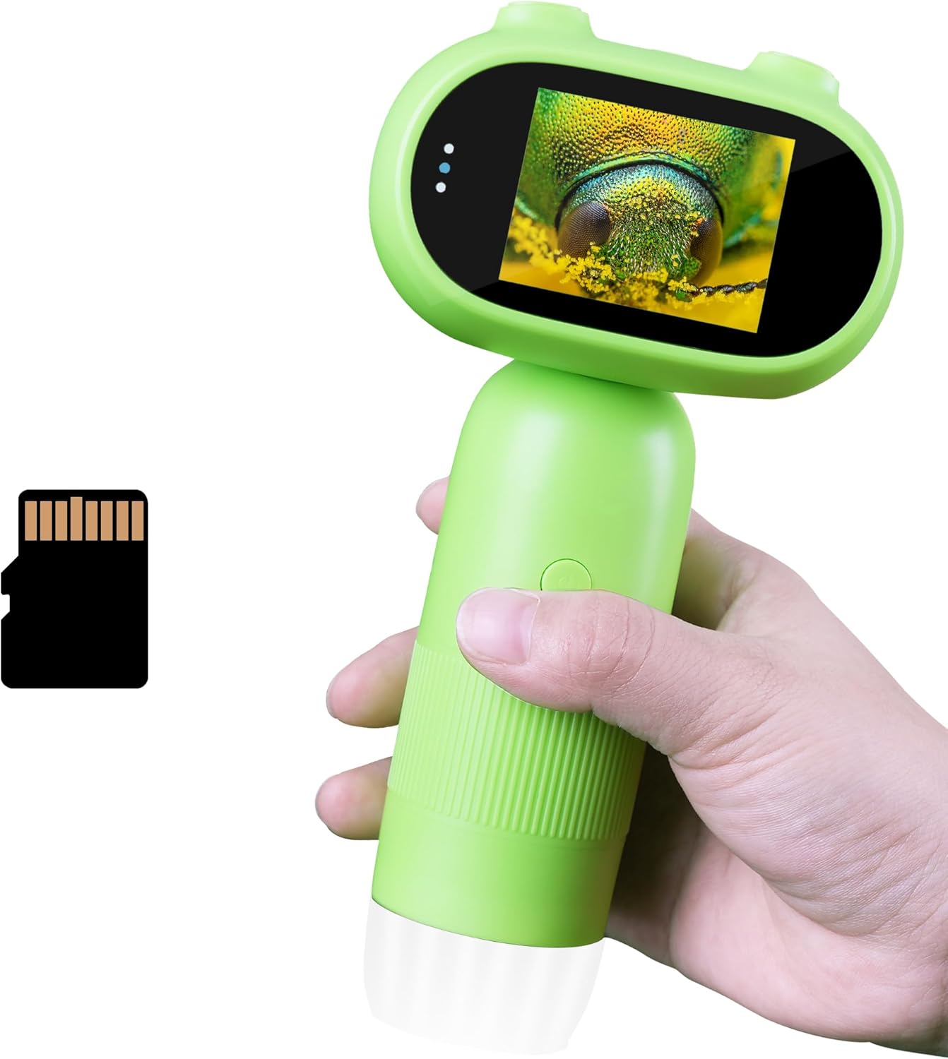 GreenPeek Microscope for Kids with 2" Screen 1000x Portable Pocket Digital Kids Mini Scope, 16GB Card, Kids Educational Science Kit, Gift for Kids 4-12 (Green)