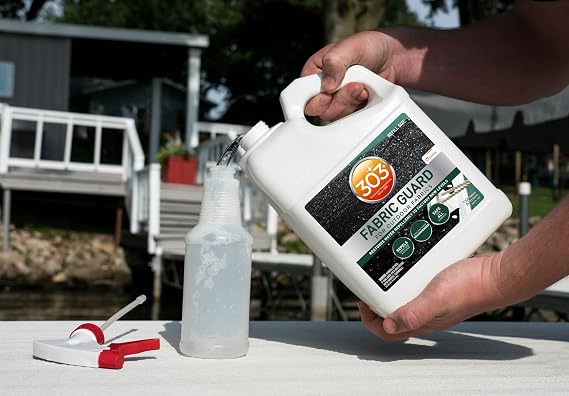 303 Marine Fabric Guard for Boat Covers & Canvas, 1 Gallon | Restores water and stain resistance on boat covers, canvas, and marine fabrics.